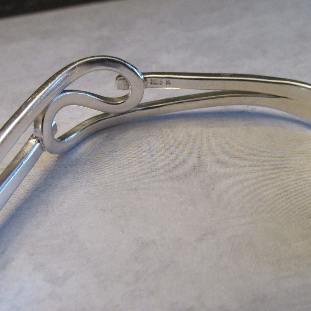 Solid Sterling Silver Artisan Wave Cuff Bracelet - image 5